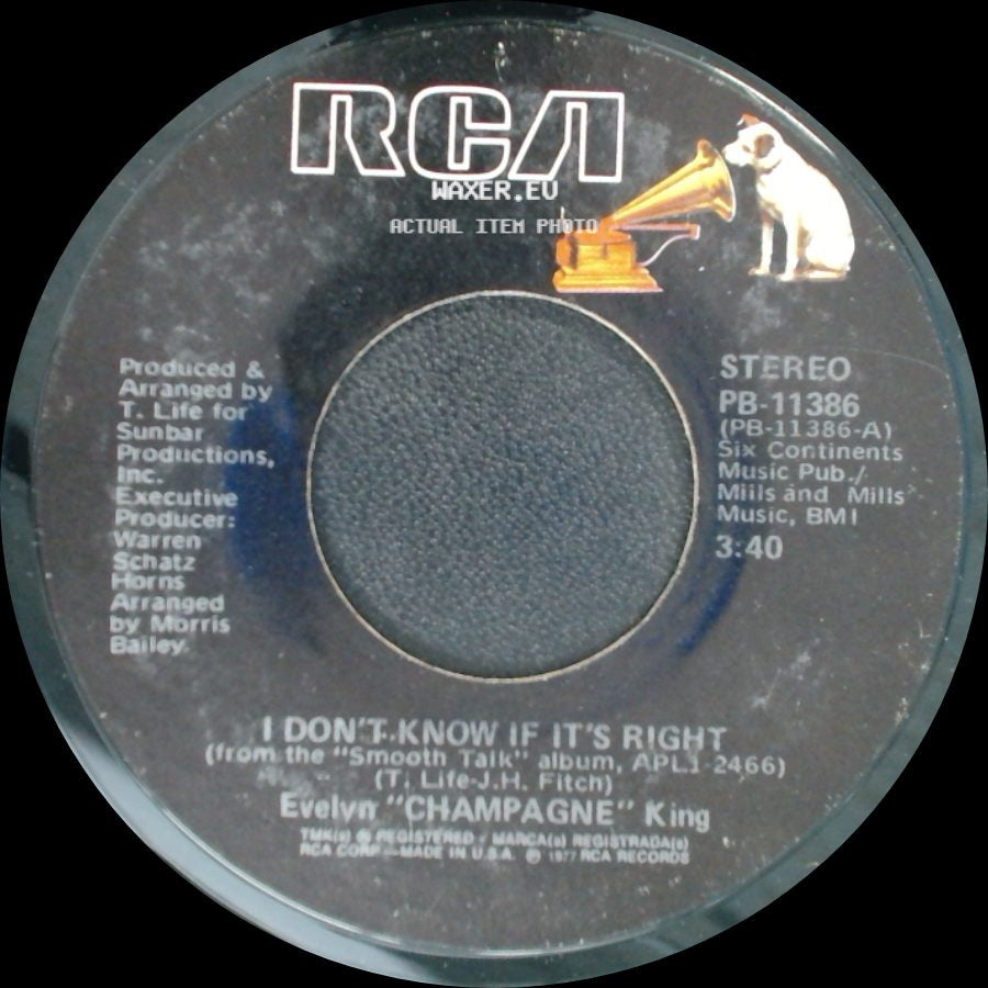 Evelyn "Champagne" King - We're Going To A Party / I Don't Know If It's Right side B