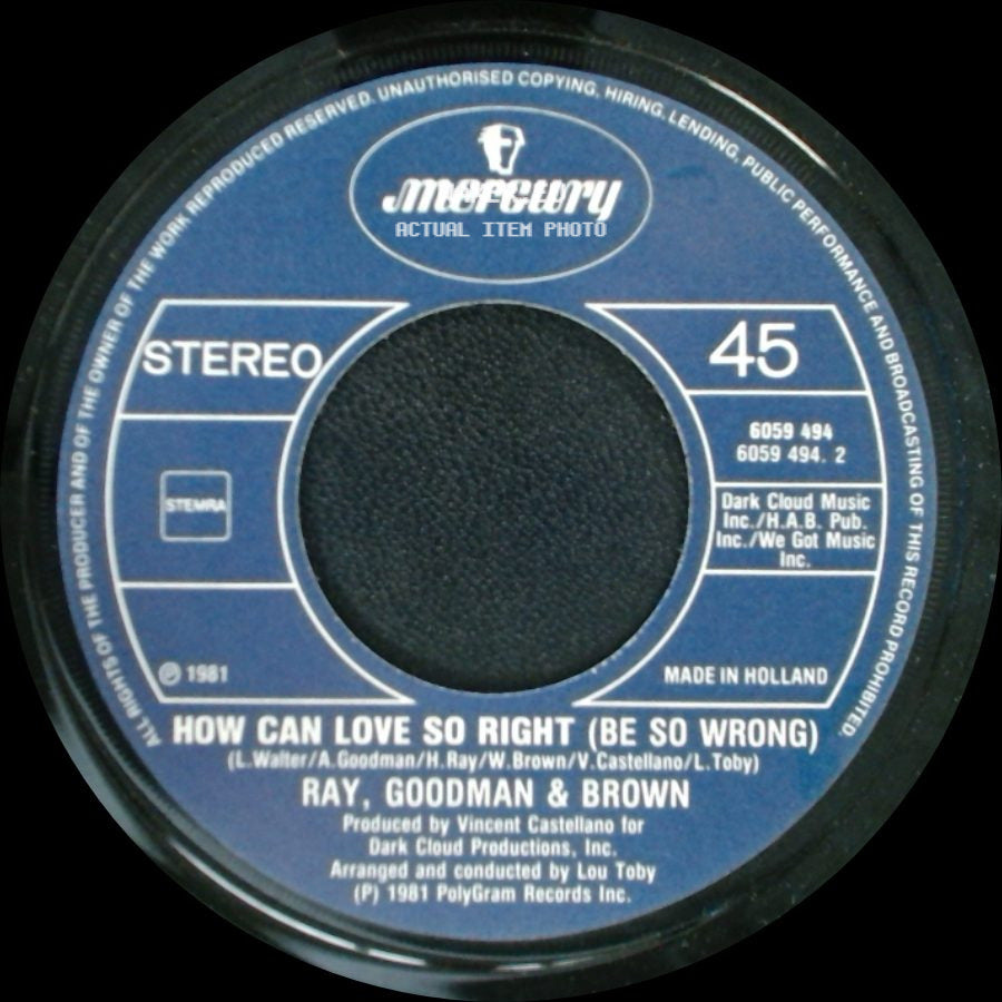 Ray, Goodman & Brown - Stay / How Can Love So Right (Be So Wrong) side B