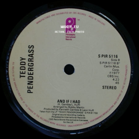Teddy Pendergrass - The Whole Town's Laughing At Me / And If I Had side B