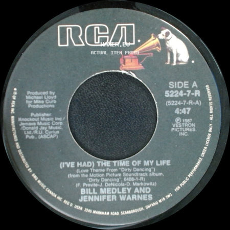 Bill Medley And Jennifer Warnes / Mickey And Sylvia - (I've Had) The Time Of My Life / Love Is Strange side A