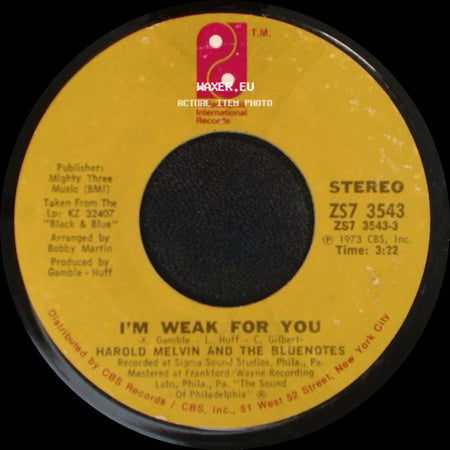Harold Melvin And The Bluenotes - I'm Weak For You / Satisfaction Guaranteed (Or Take Your Love Back) side A
