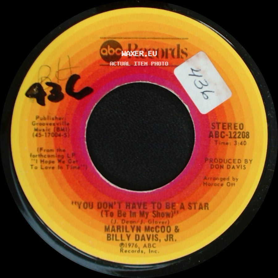 Marilyn Mccoo & Billy Davis, Jr. - You Don't Have To Be A Star (To Be In My Show) / We've Got To Get It On Again side A