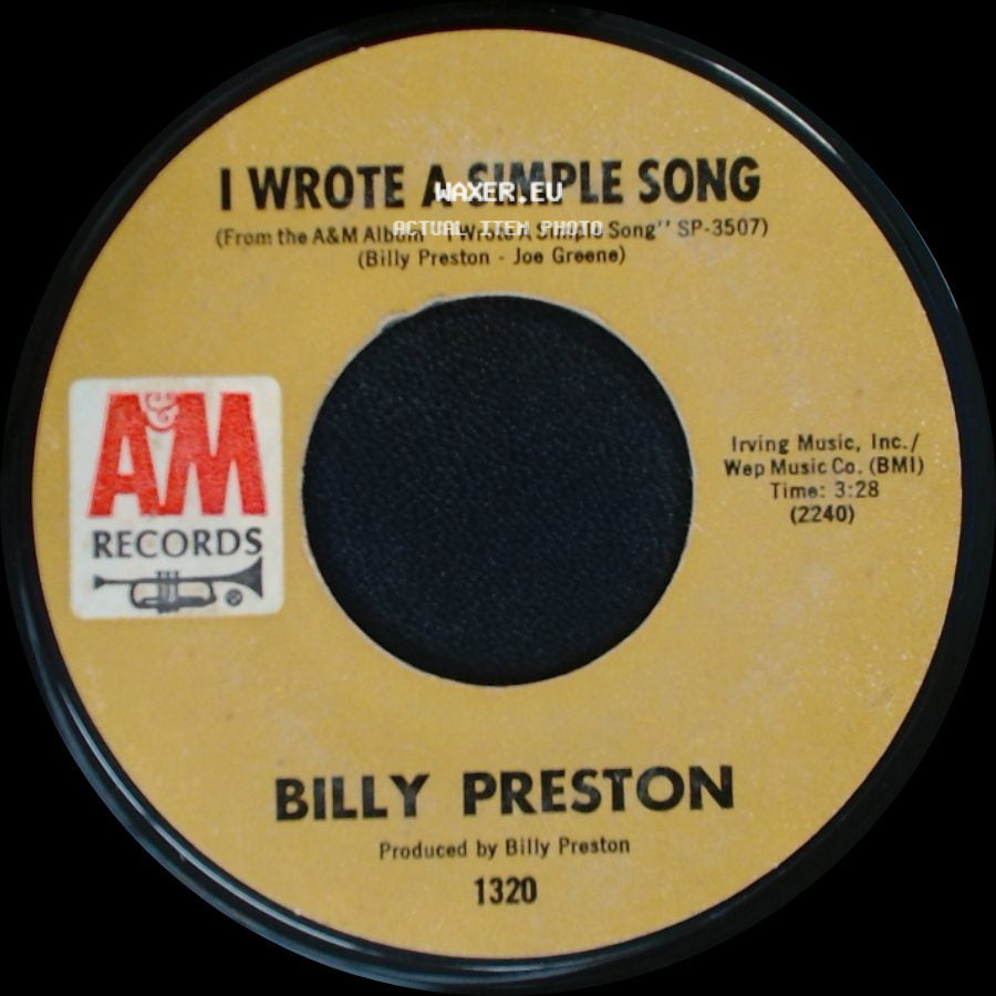 Billy Preston - Outa-Space / I Wrote A Simple Song side B