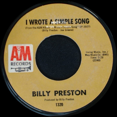Billy Preston - Outa-Space / I Wrote A Simple Song side B