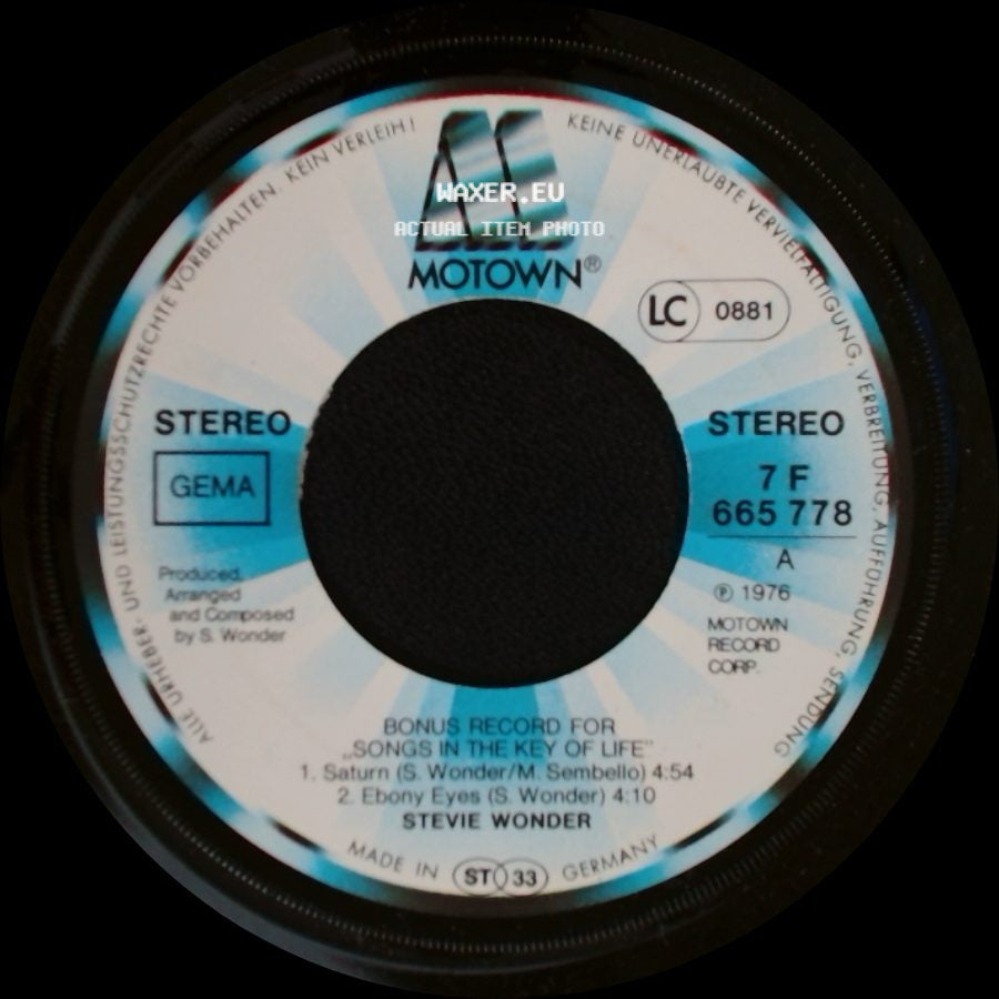 Stevie Wonder - Saturn / Ebony Eyes / Bonus Record For "Songs In The Key Of Life" side A