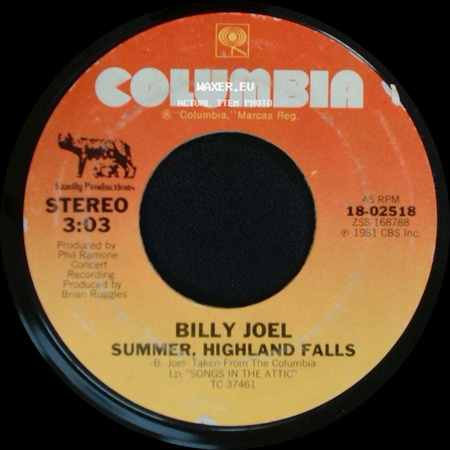 Billy Joel - Say Goodbye To Hollywood / Summer, Highland Falls side B