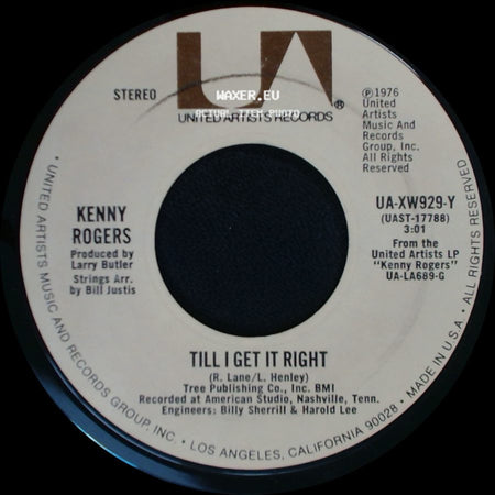 Kenny Rogers - Lucille / Till I Get It Right side B
