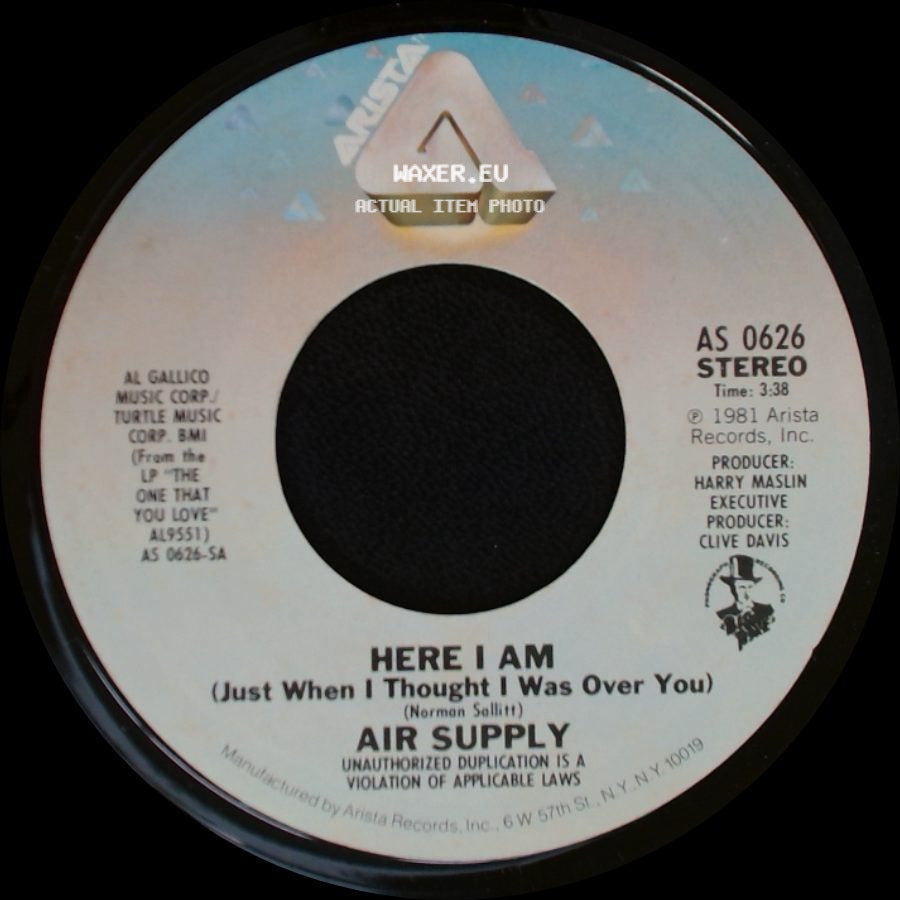 Air Supply - Don't Turn Me Away / Here I Am (Just When I Thought I Was Over You) side B