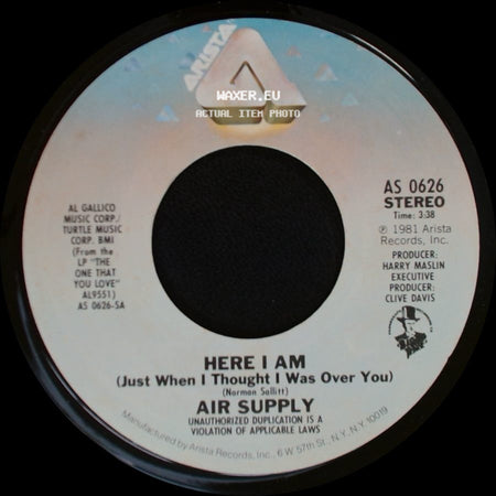 Air Supply - Don't Turn Me Away / Here I Am (Just When I Thought I Was Over You) side B