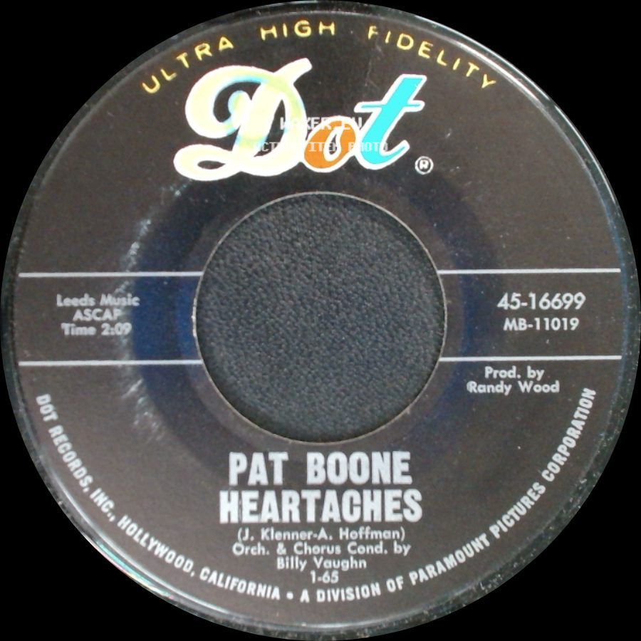 Pat Boone - Blueberry Hill / Heartaches side B