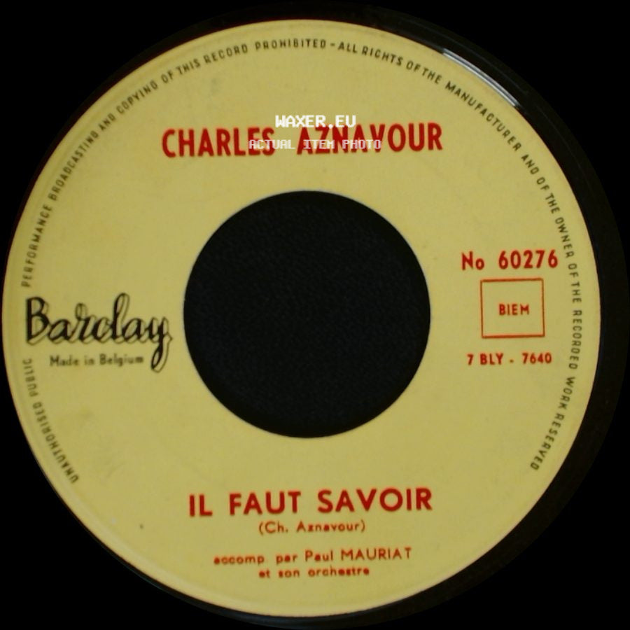 Charles Aznavour - La Marche Des Anges / Il Faut Savoir side B