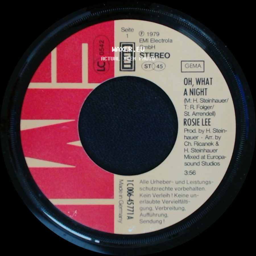Rosie Lee - We Need More Fantasy / Oh, What A Night side B