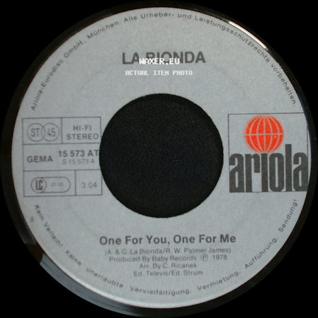 La Bionda - One For You, One For Me / There For Me side A