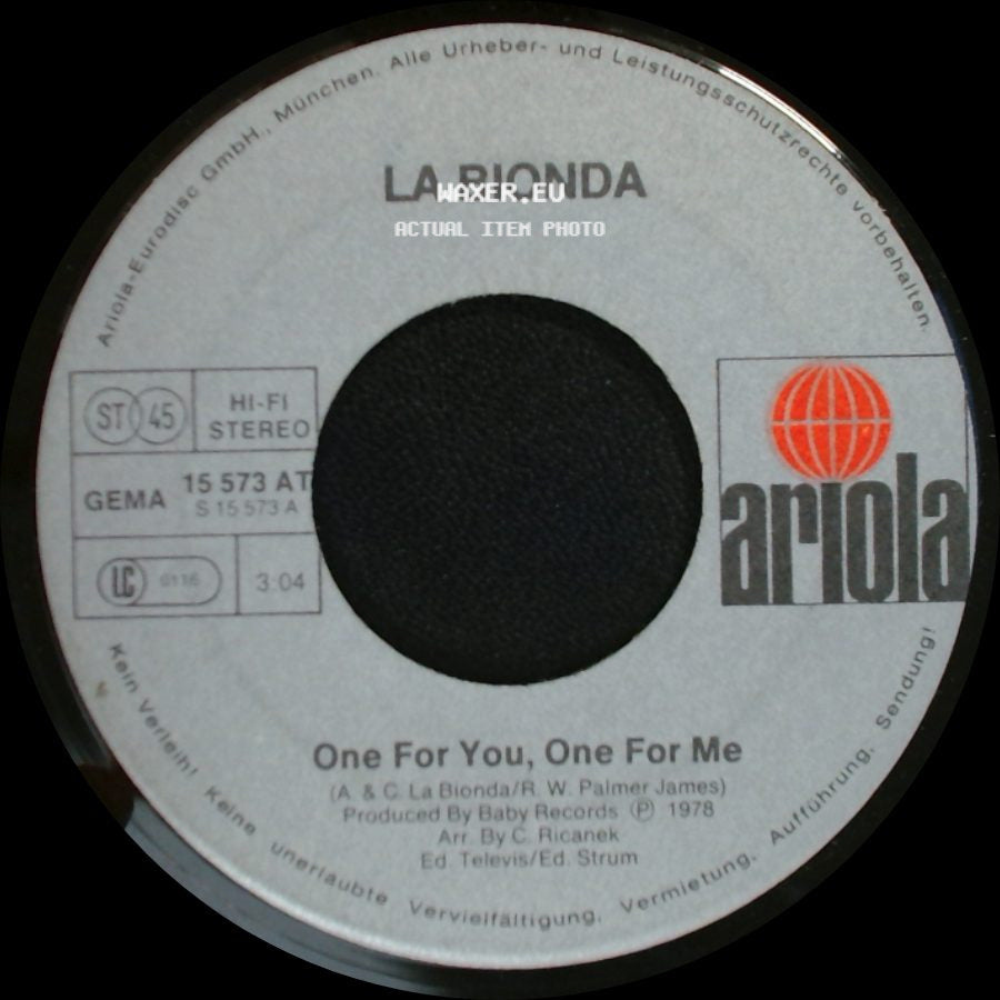 La Bionda - One For You, One For Me / There For Me side A
