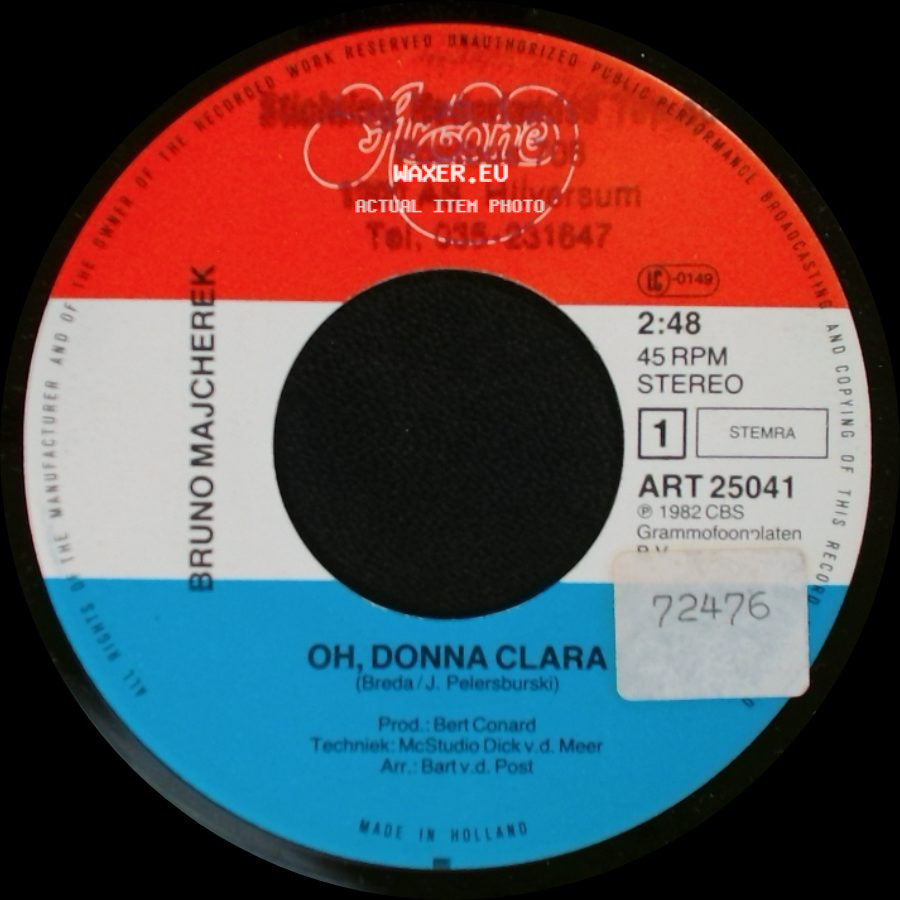 Bruno Majcherek - Cherie Die Nacht Ist Viel Zu Schön / Oh, Donna Clara side B