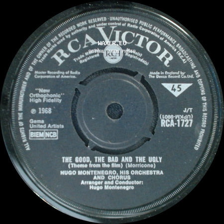 Hugo Montenegro, His Orchestra And Chorus - There's Got To Be A Better Way (Theme From The Film Bandolero) / The Good, The Bad And The Ugly (Theme From The Film) side B