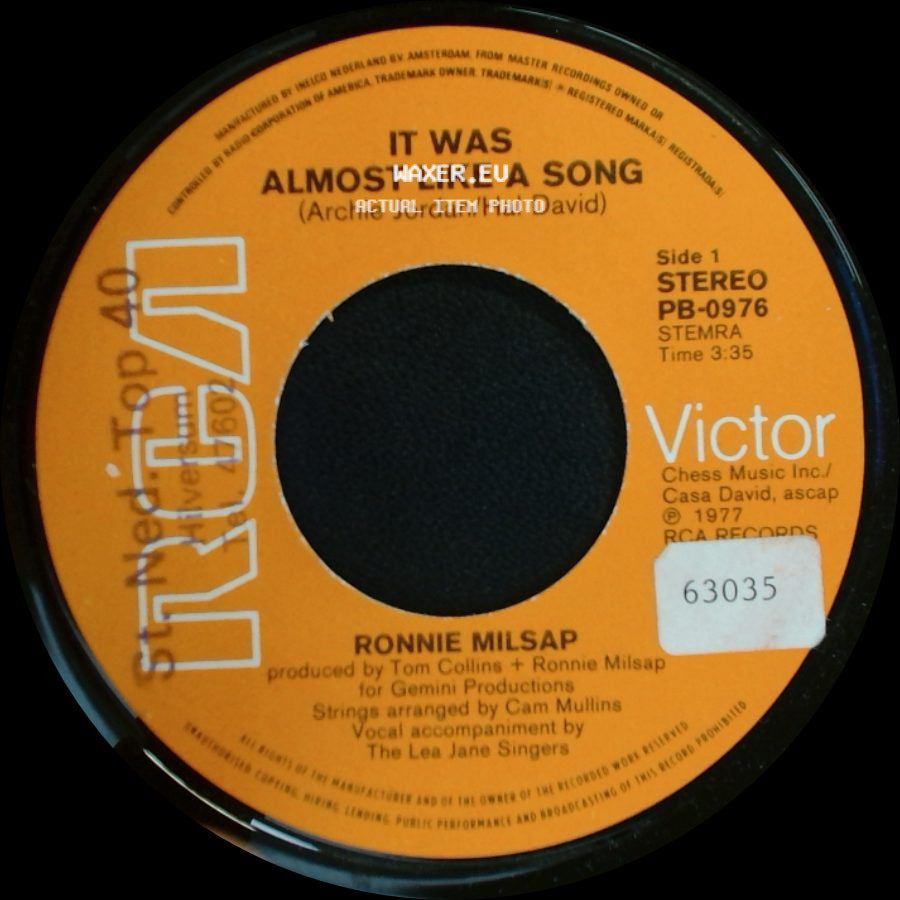 Ronnie Milsap - It Was Almost Like A Song / It Don't Hurt To Dream side A