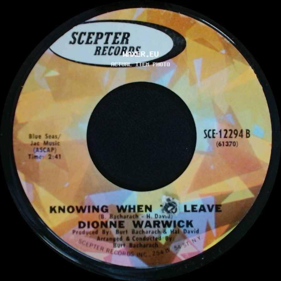 Dionne Warwick - Make It Easy On Yourself / Knowing When To Leave side B