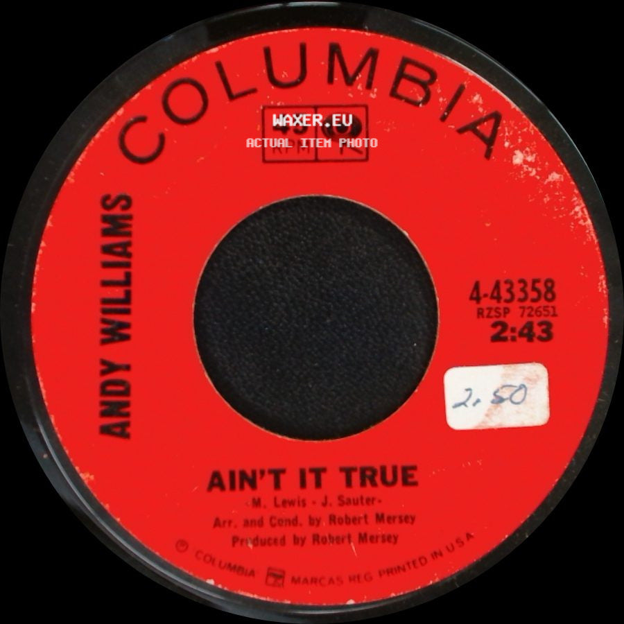 Andy Williams - Ain't It True / Loved One side A