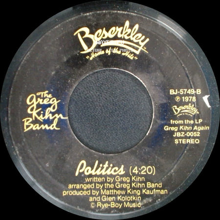The Greg Kihn Band - Politics / Remember side A