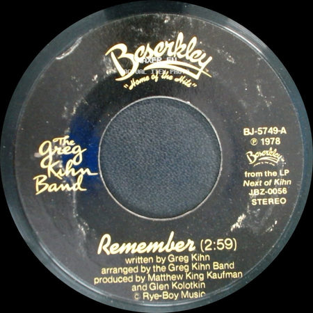 The Greg Kihn Band - Politics / Remember side B