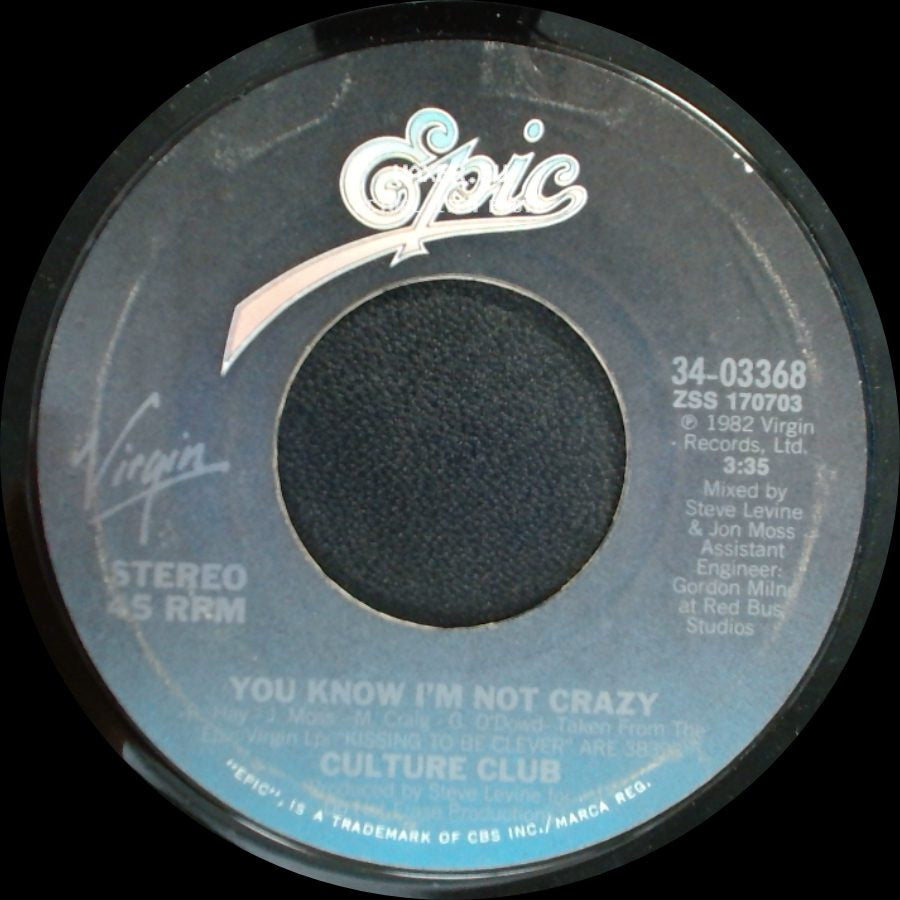Culture Club - Do You Really Want To Hurt Me / You Know I'm Not Crazy side B