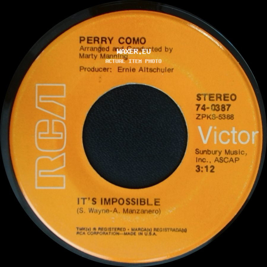 Perry Como - Long Life, Lots Of Happiness / It's Impossible side B