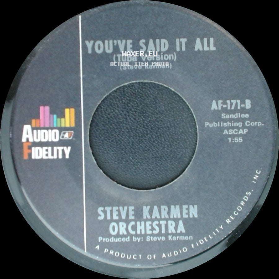 Steve Karmen Orchestra - You've Said It All (Tuba Version) / You've Said It All (Tuba Version) side B