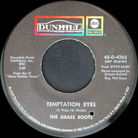 The Grass Roots - Temptation Eyes / Keepin' Me Down side A