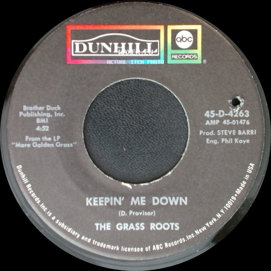 The Grass Roots - Temptation Eyes / Keepin' Me Down side B