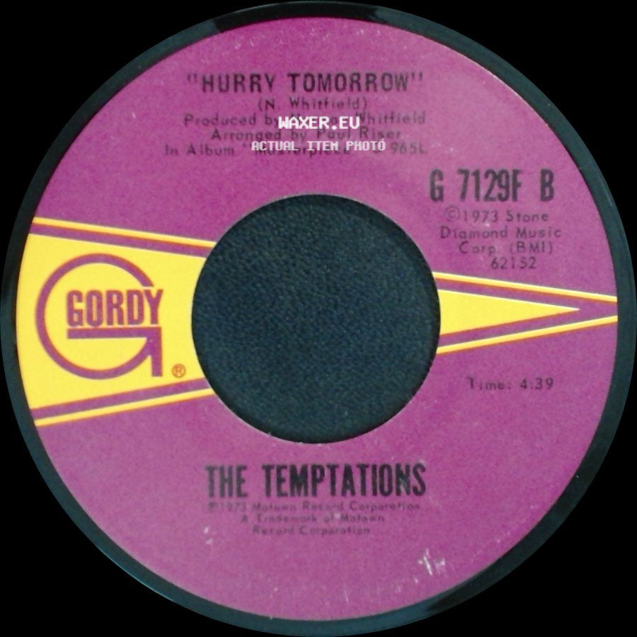 The Temptations - Plastic Man / Hurry Tomorrow side B