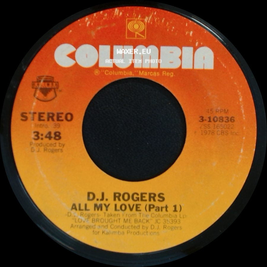 D.J. Rogers - All My Love (Part 1) / All My Love (Part 2) side A
