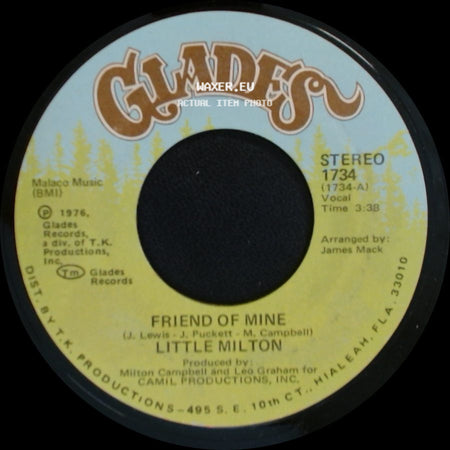 Little Milton - Friend Of Mine / Friend Of Mine (Instrumental) side A