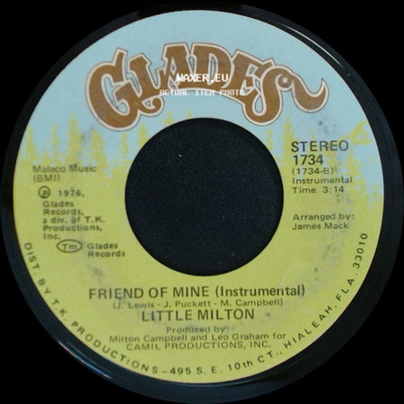 Little Milton - Friend Of Mine / Friend Of Mine (Instrumental) side B