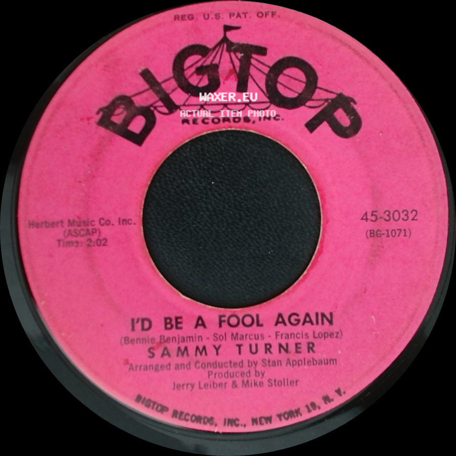 Sammy Turner - Paradise / I'd Be A Fool Again side B
