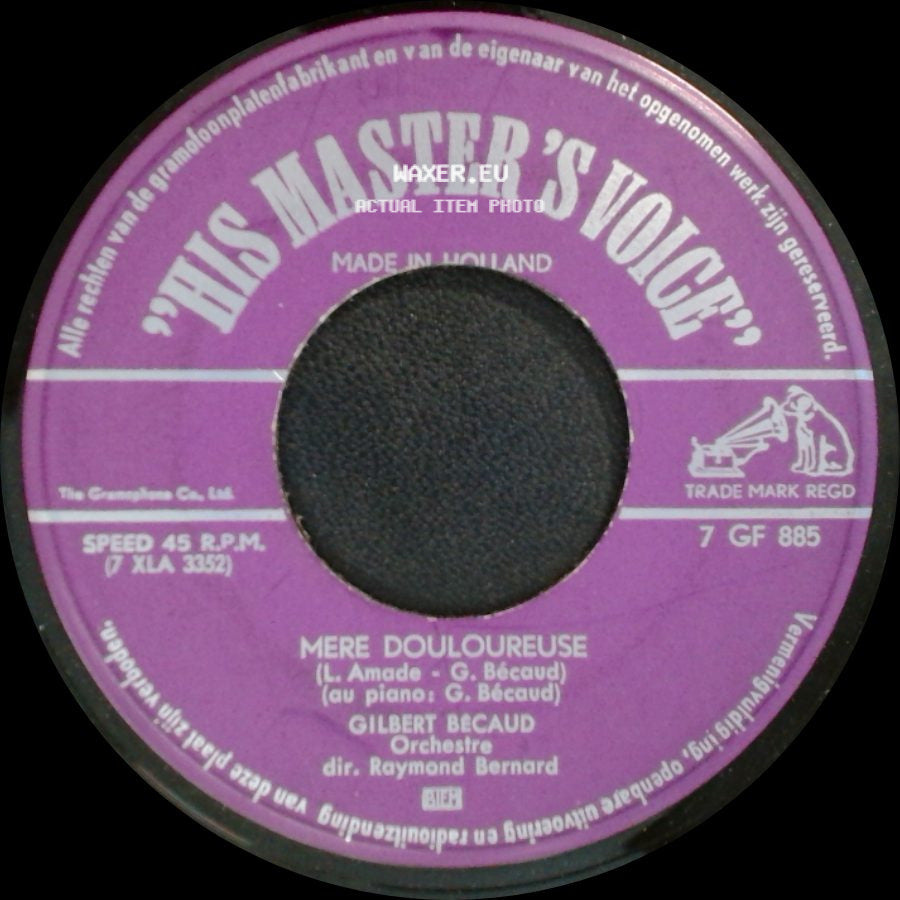 Gilbert Bécaud Orchestre Dir. Raymond Bernard / Gilbert Becaud - Va T'en Loin / Mere Douloureuse side B