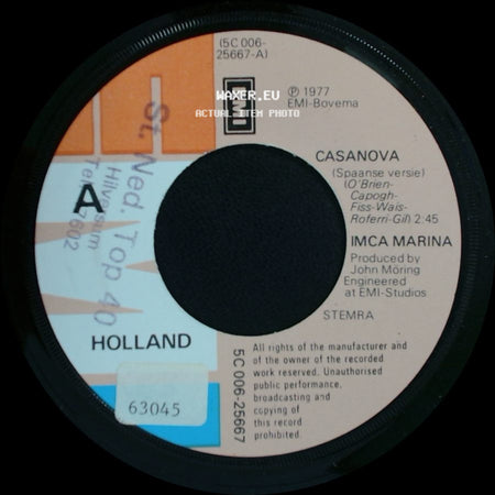 Imca Marina - My Summer Love I Need You / Casanova (Spaanse Versie) side B