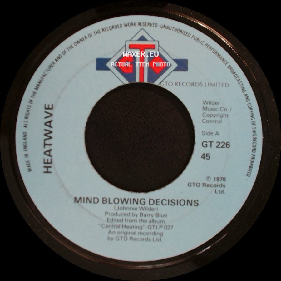 Heatwave - Mind Blowing Decisions / I'll Beat Your Booty side A
