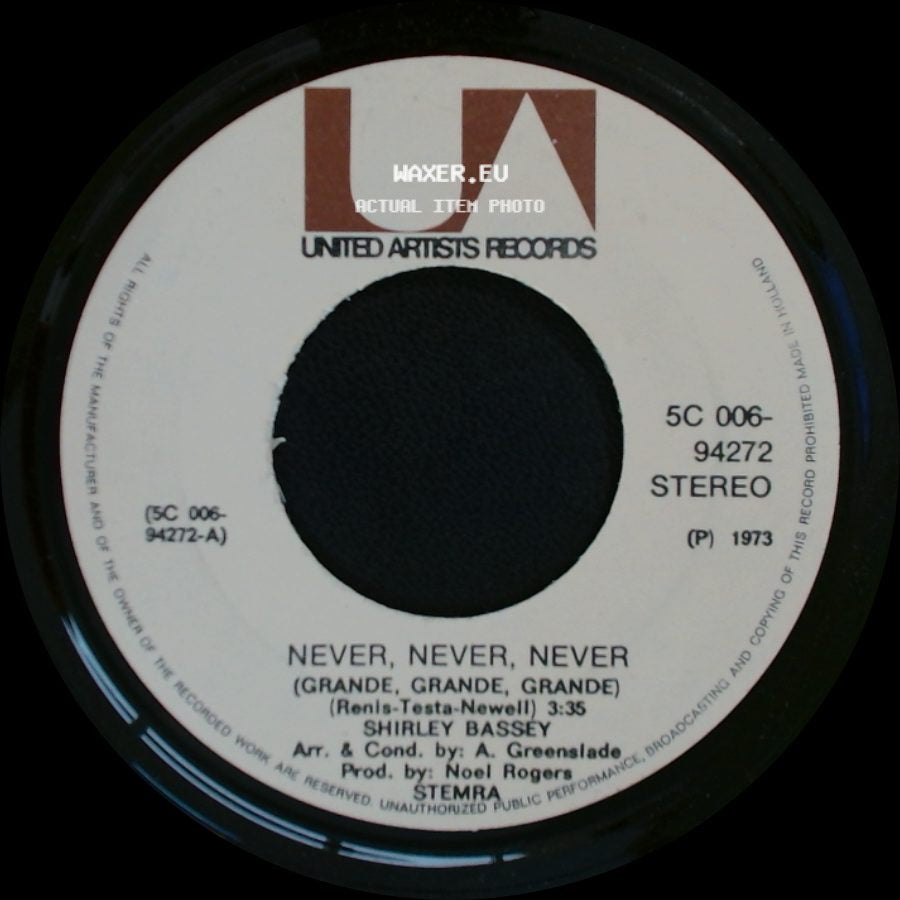 Shirley Bassey - Never, Never, Never (Grande, Grande, Grande) / Day By Day side A