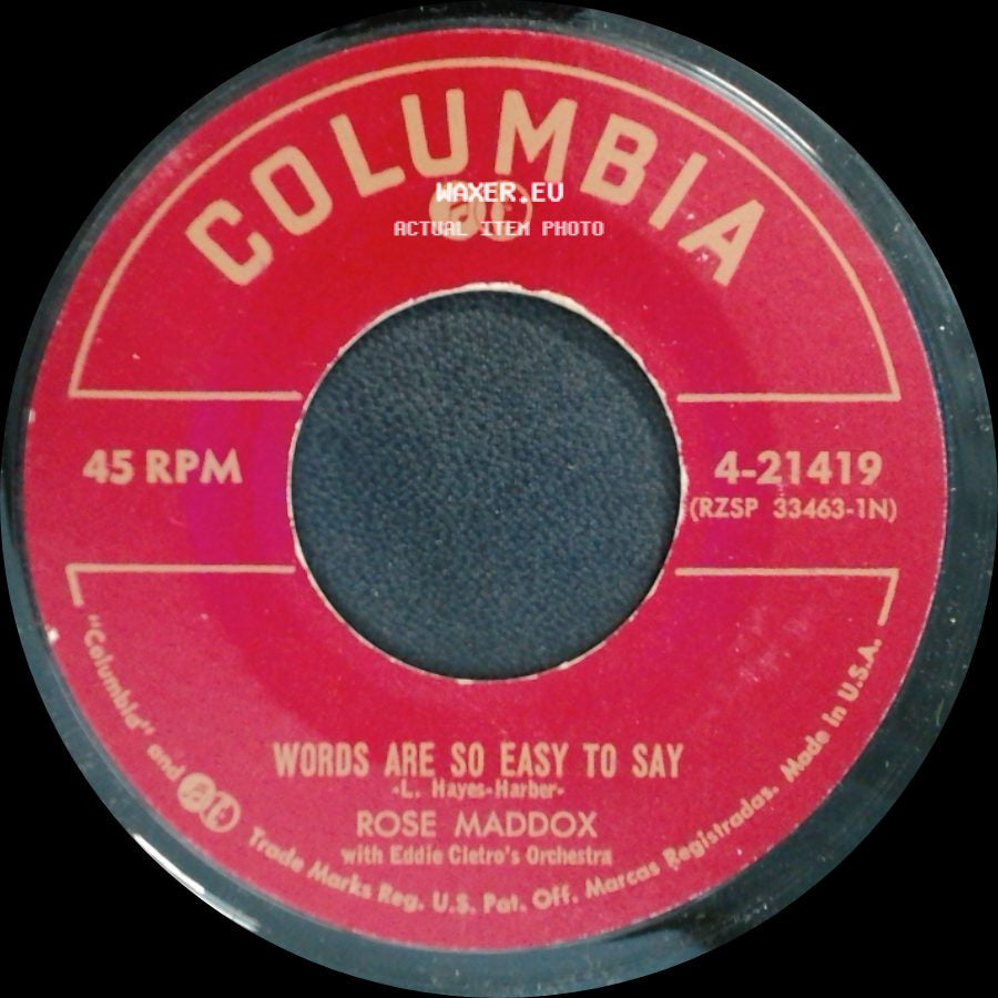 Rose Maddox - Hummingbird / Words Are So Easy To Say side B