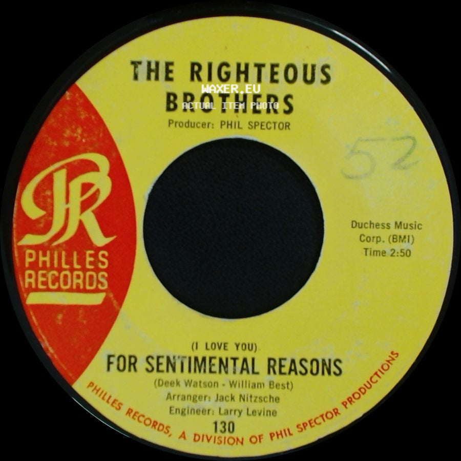 The Righteous Brothers - (I Love You) For Sentimental Reasons / Ebb Tide side A