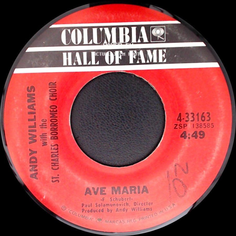 Andy Williams With The St. Charles Borromeo Choir - Ave Maria / Battle Hymn Of The Republic side A