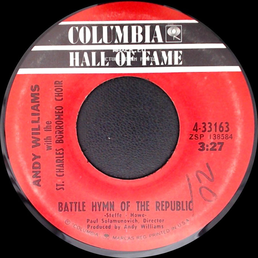 Andy Williams With The St. Charles Borromeo Choir - Ave Maria / Battle Hymn Of The Republic side B