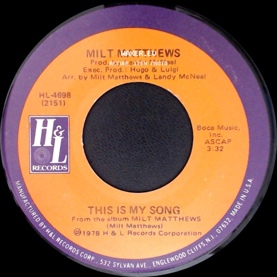 Milt Matthews - Stop That Train / This Is My Song side B