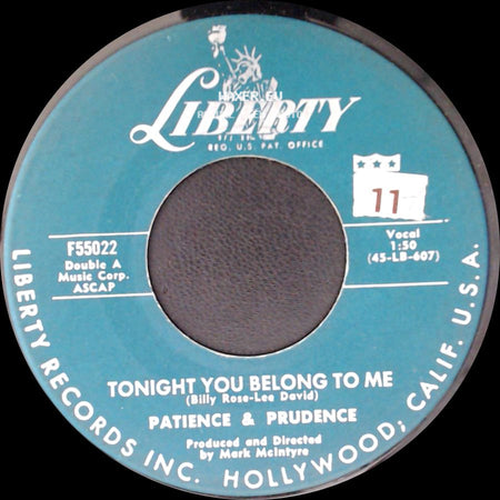 Patience & Prudence / Prudence - Tonight You Belong To Me / A Smile And A Ribbon side A