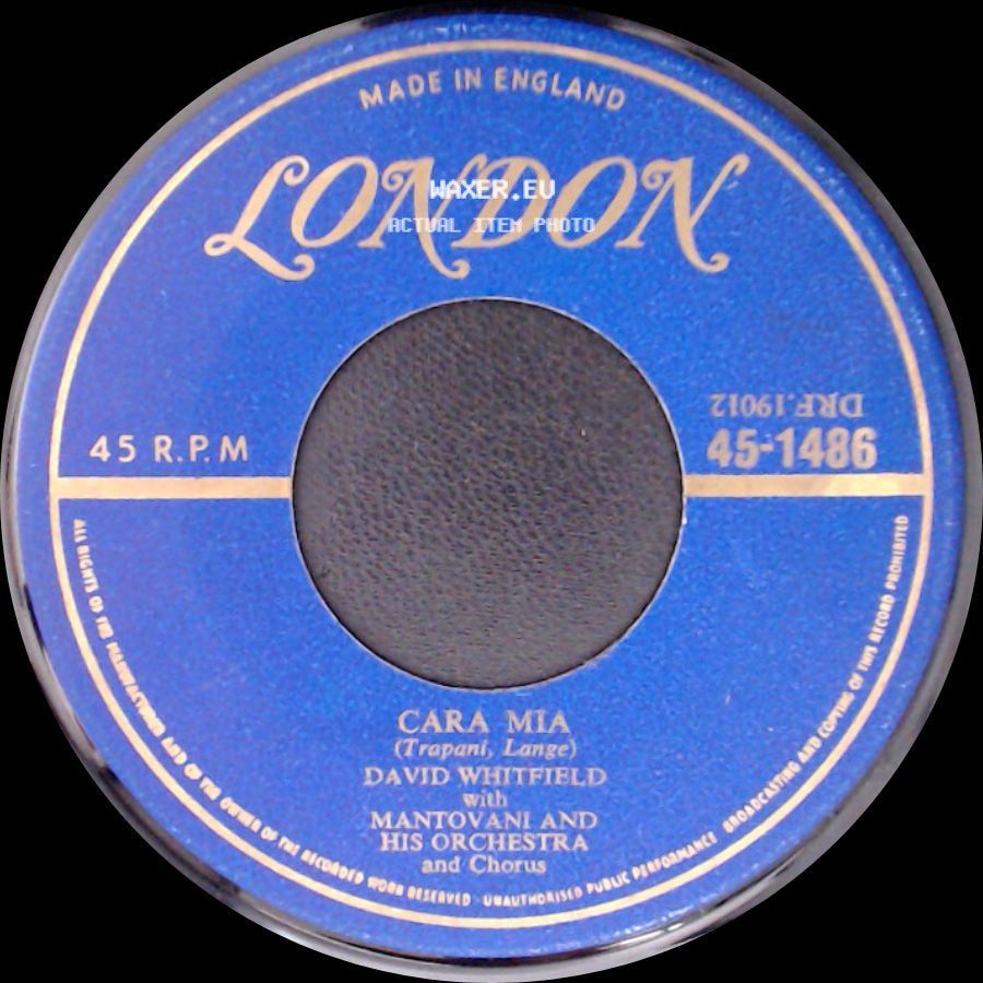 David Whitfield With Mantovani And His Orchestra And Chorus - Cara Mia / How, When Or Where side A