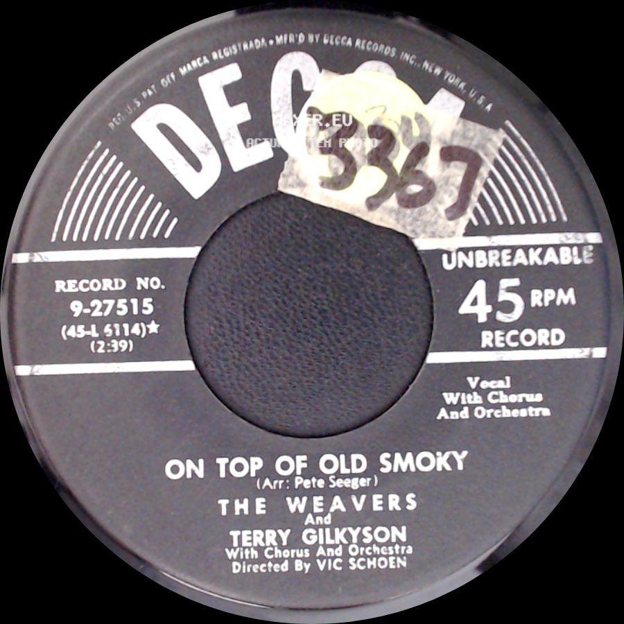 The Weavers And Terry Gilkyson - Across The Wide Missouri / On Top Of Old Smoky side B