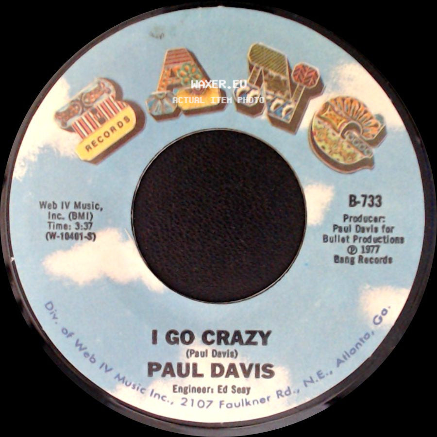 Paul Davis - Reggae Kinda Way / I Go Crazy side B