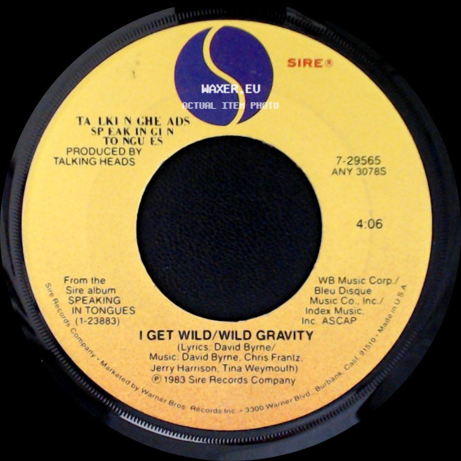 Talking Heads - Burning Down The House / I Get Wild/Wild Gravity side B