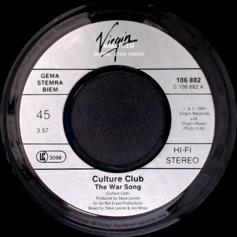 Culture Club - La Cancion De Guerra / The War Song side B
